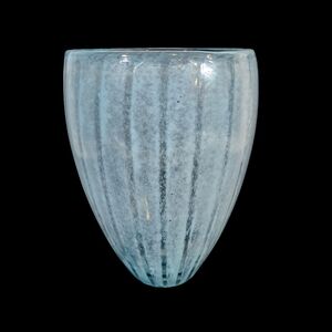 Crate & Barrel Blue Striped Ribbed Tall Breeze Vase 9"